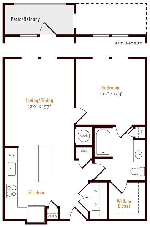 Alexan Pena Station Apartments in Denver, Colorado A2 Floor Plan